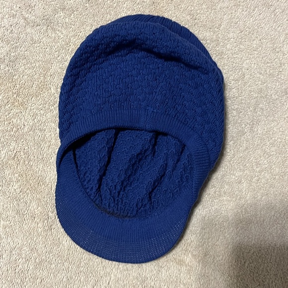 BLUE & Brown Cotton Rasta Slouchy  Long Knot Beanie Visor. - Picture 4 of 8